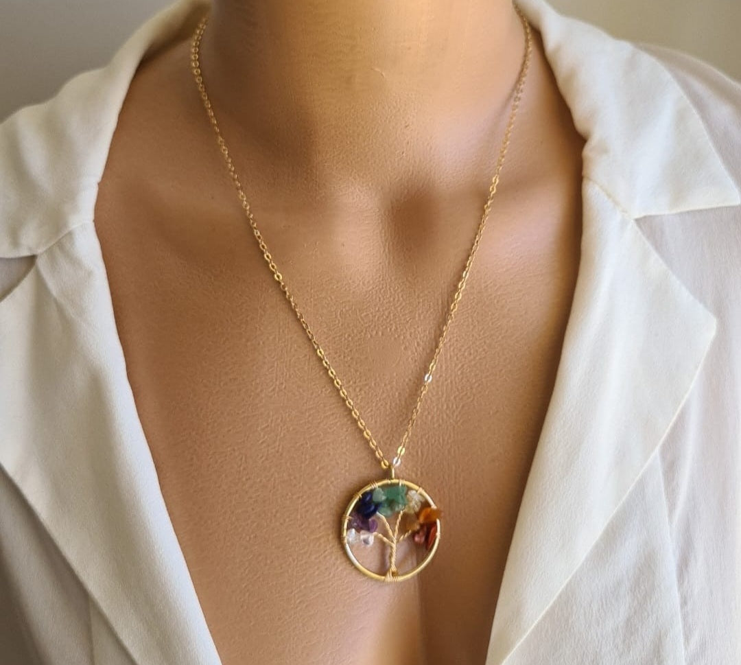 Collier arbre de vie 7 Chakras