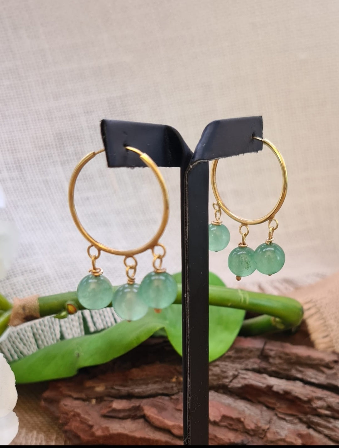 Boucles d'oreilles  Créoles en Jade