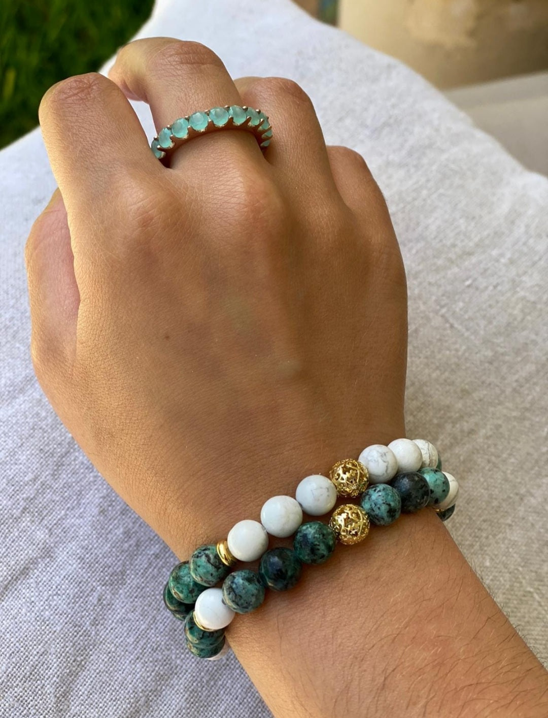 Bracelet Blue Love Howlite ( le blanc)