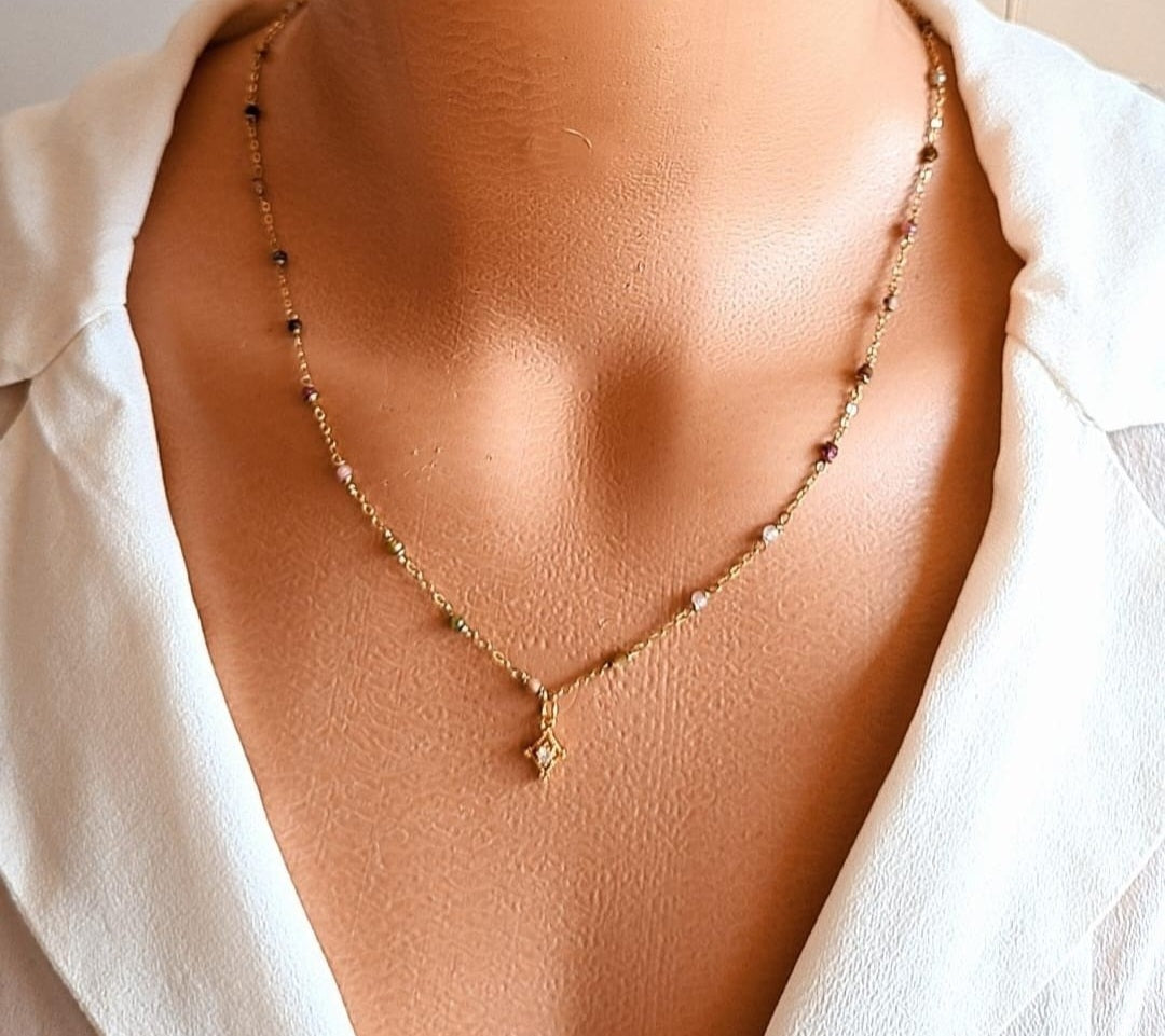 Tourmaline diamond chain